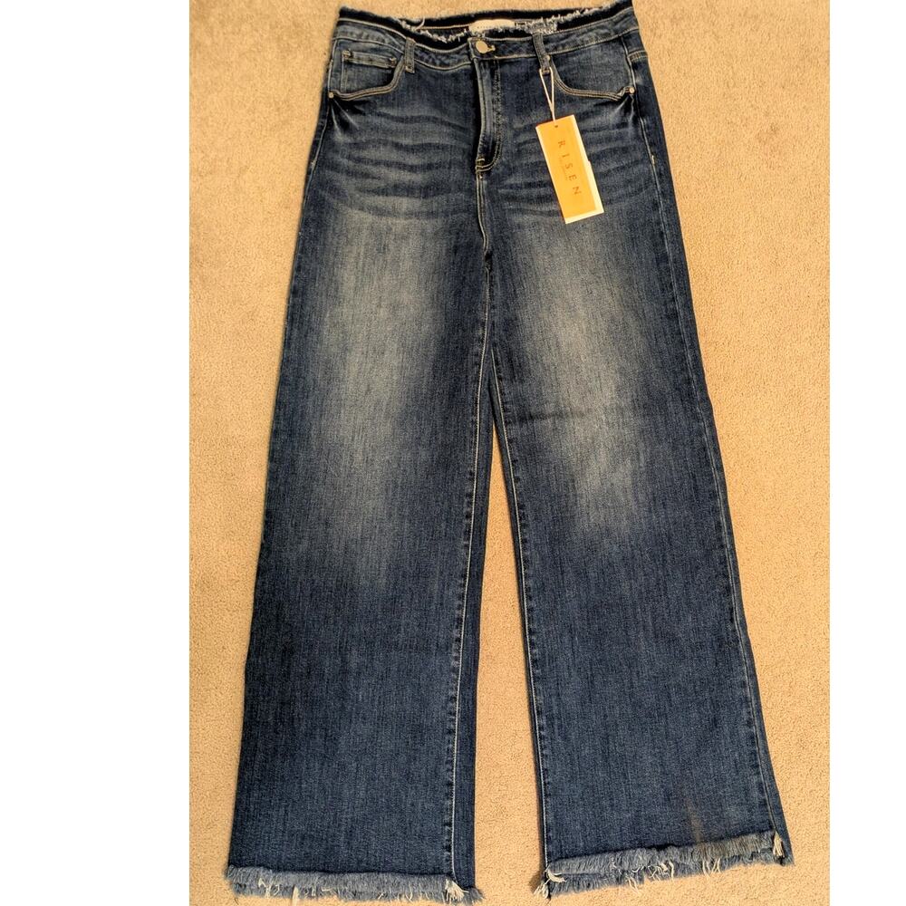 RISEN Jeans High Waist Wide Leg Dark Wash